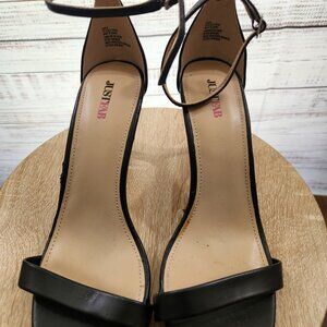 Just Fab Open Toe Sandals Block Heels Ankle Strap Black - Size 9